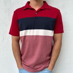 Men's Red White and Blue Banana Republic Short Sleeve Polo Shirt Size Large